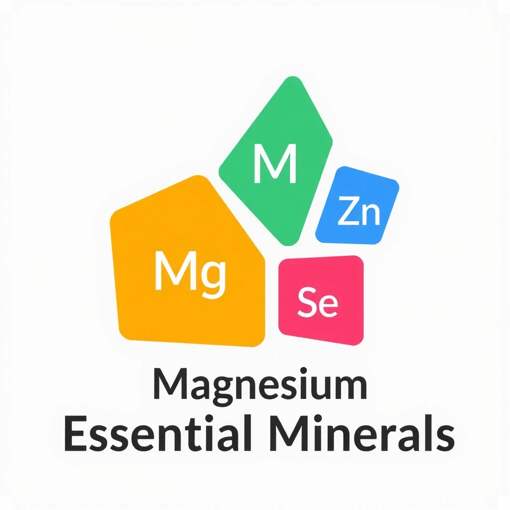 Ilustrație cu minerale esențiale precum magneziu și zinc